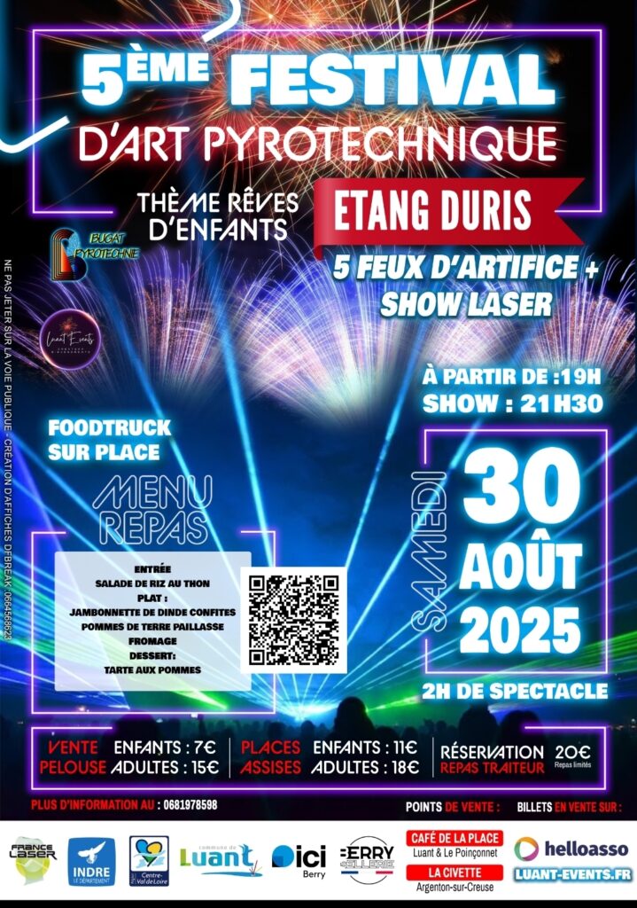 festival art pyrotechnique etang duris luant