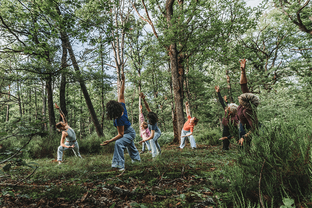 Séance de yoga en forêt